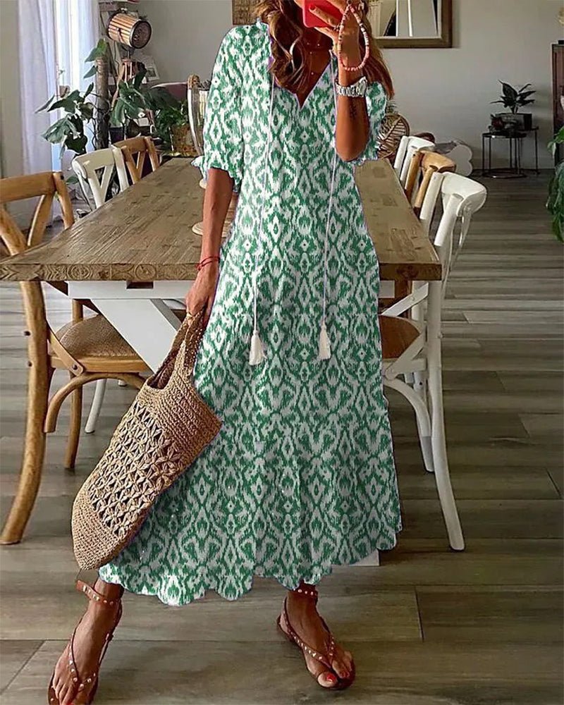 Bridie β Elegant Boho Midi Dress for a relaxed and warm style