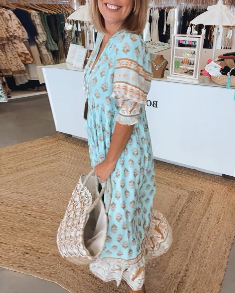 Brionya – Boho Midi Tassel Dress