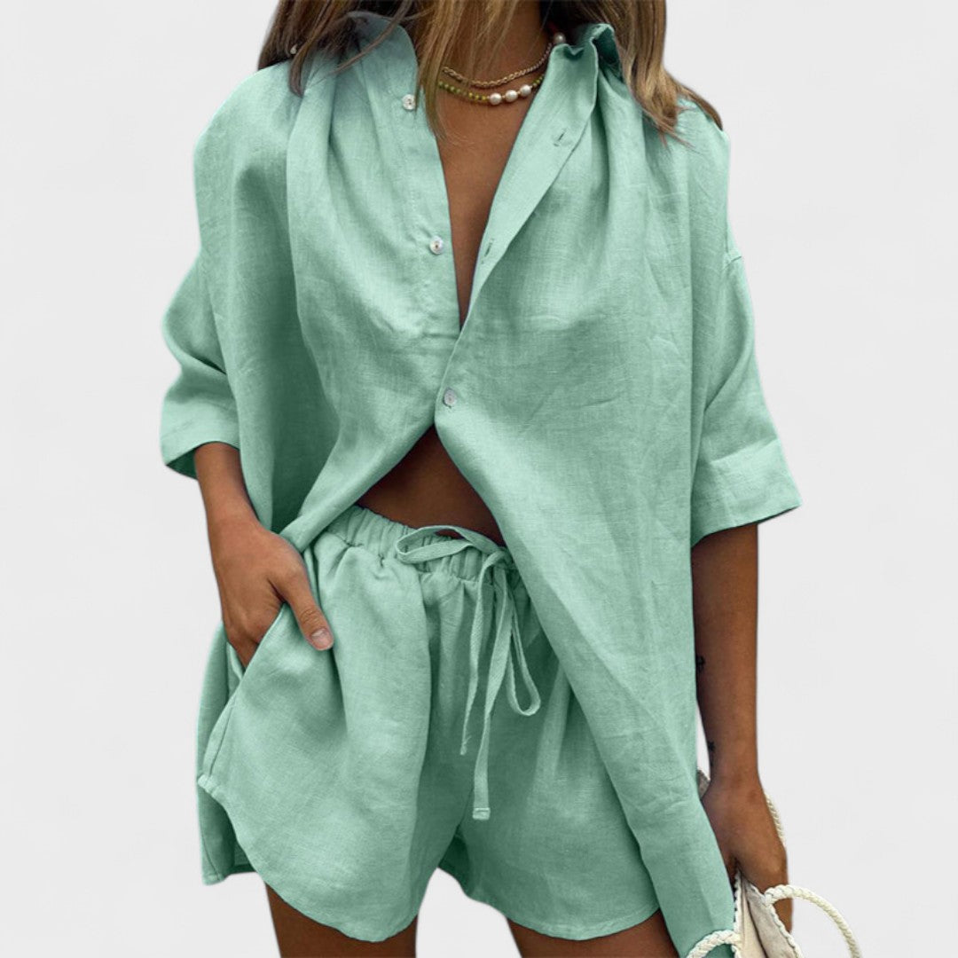 Rowena – Casual and Stylish Shirt & Shorts Co-ord Set for Effortless Comfort