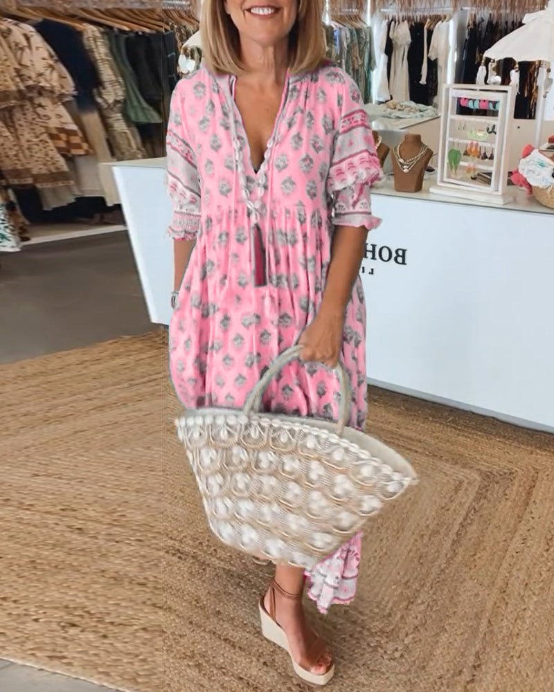 Brionya – Boho Midi Tassel Dress