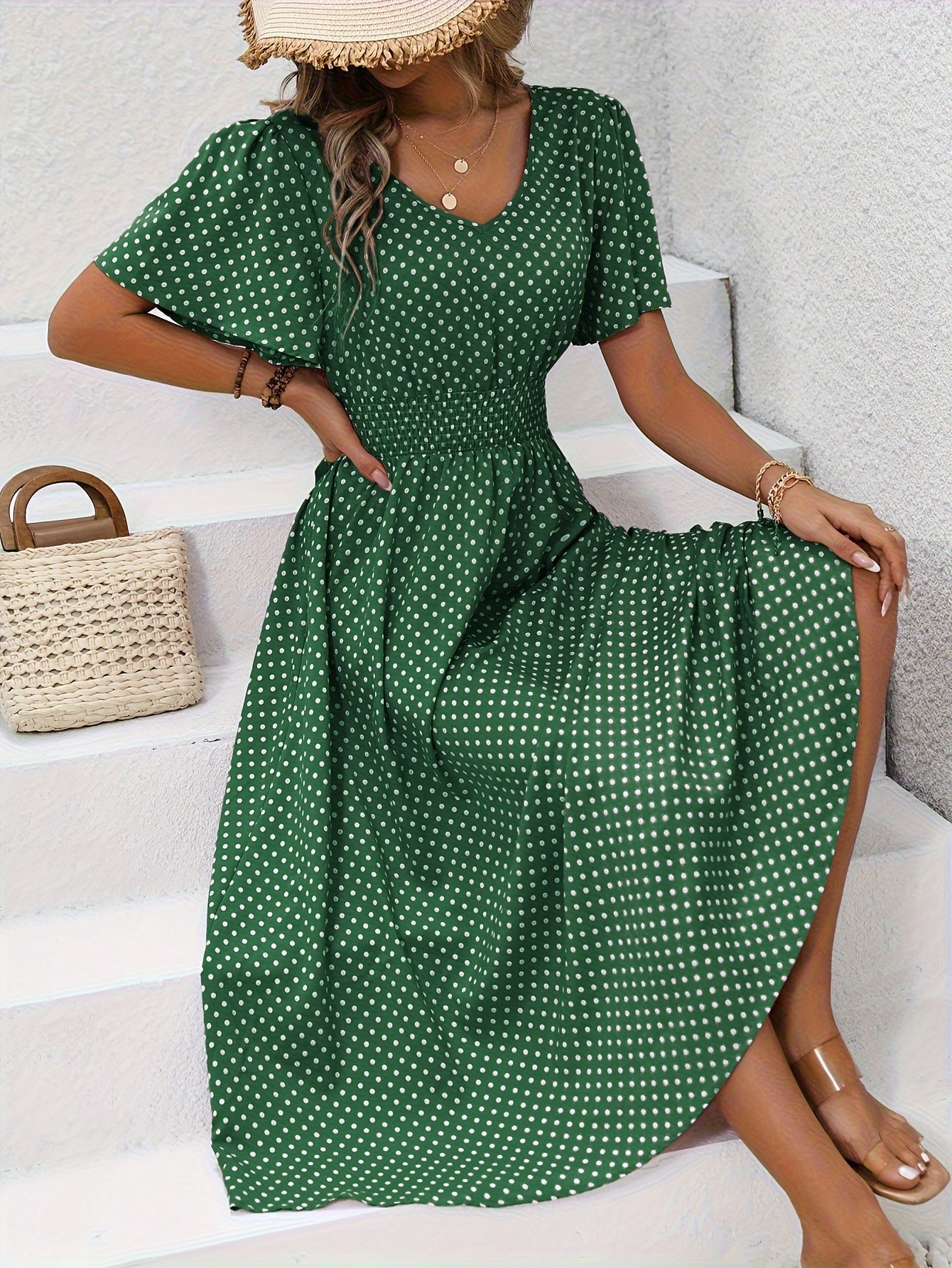 Nathalie β Polka Dot Midi Dress