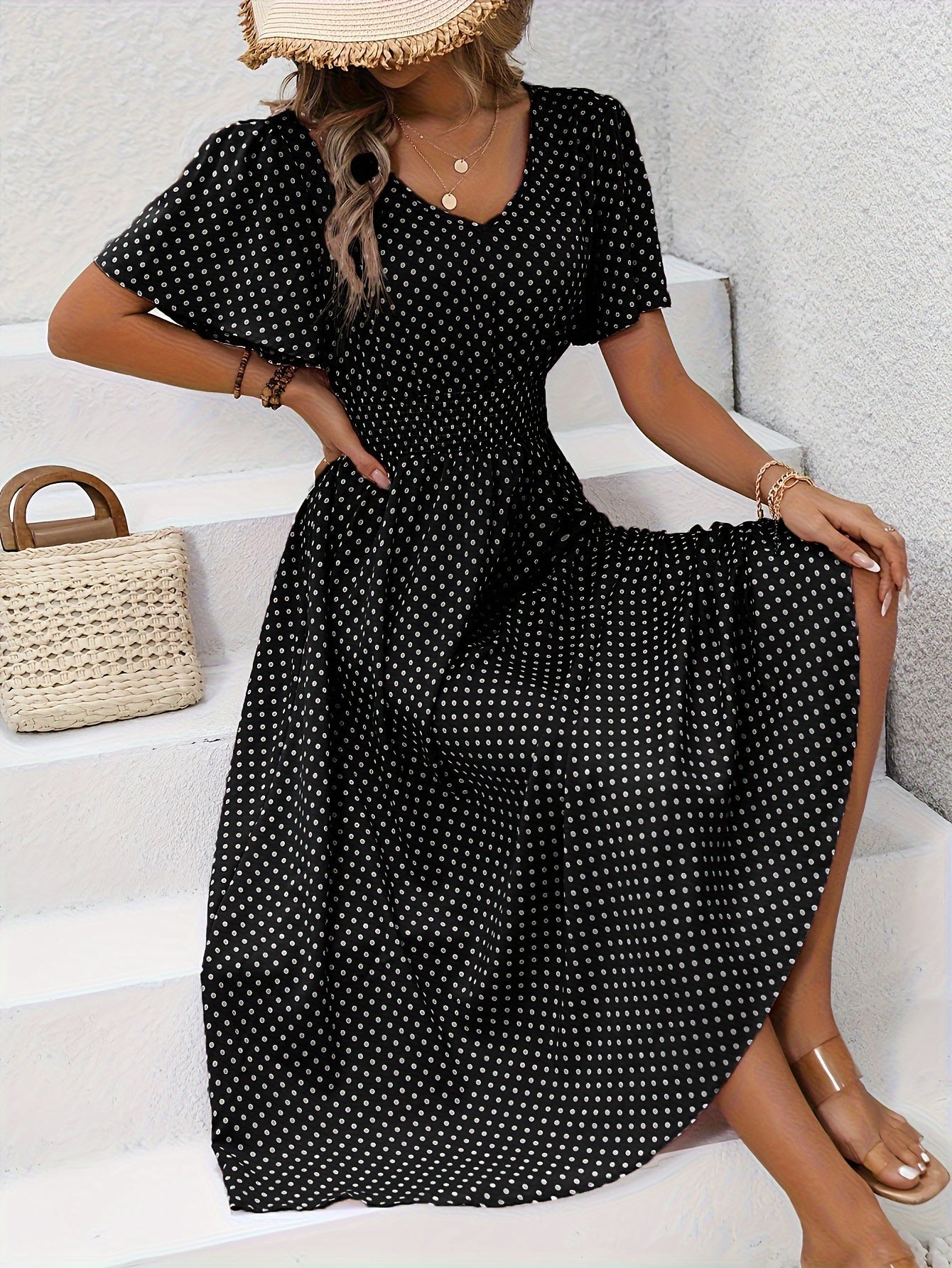 Nathalie β Polka Dot Midi Dress