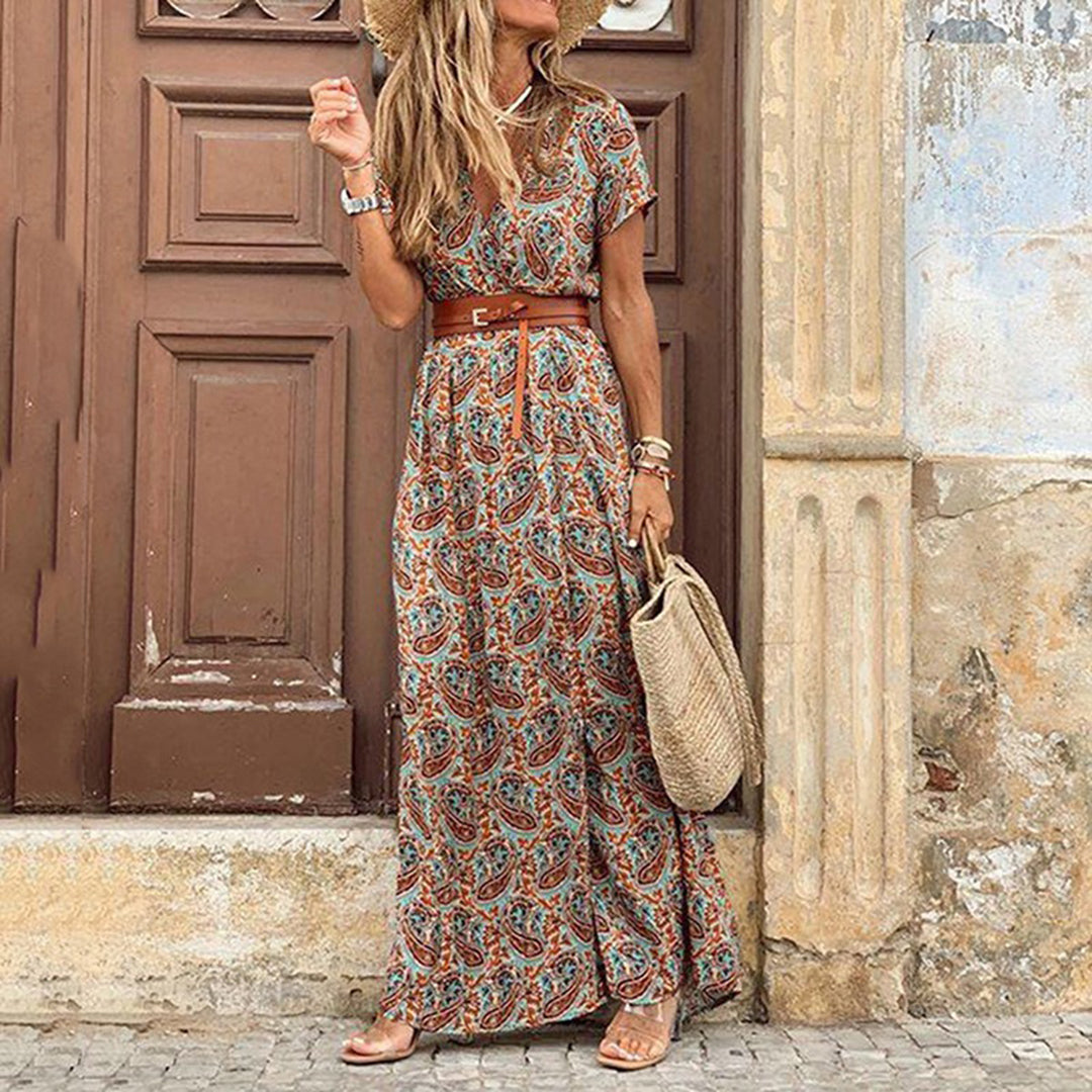 Riona – Elegant Long Boho Dress with belt