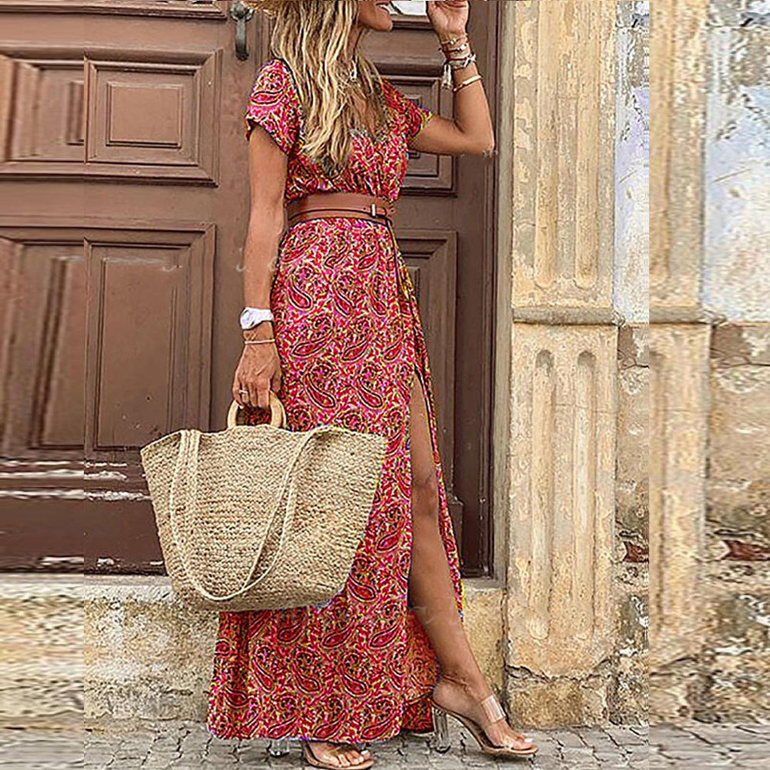 Riona – Elegant Long Boho Dress with belt