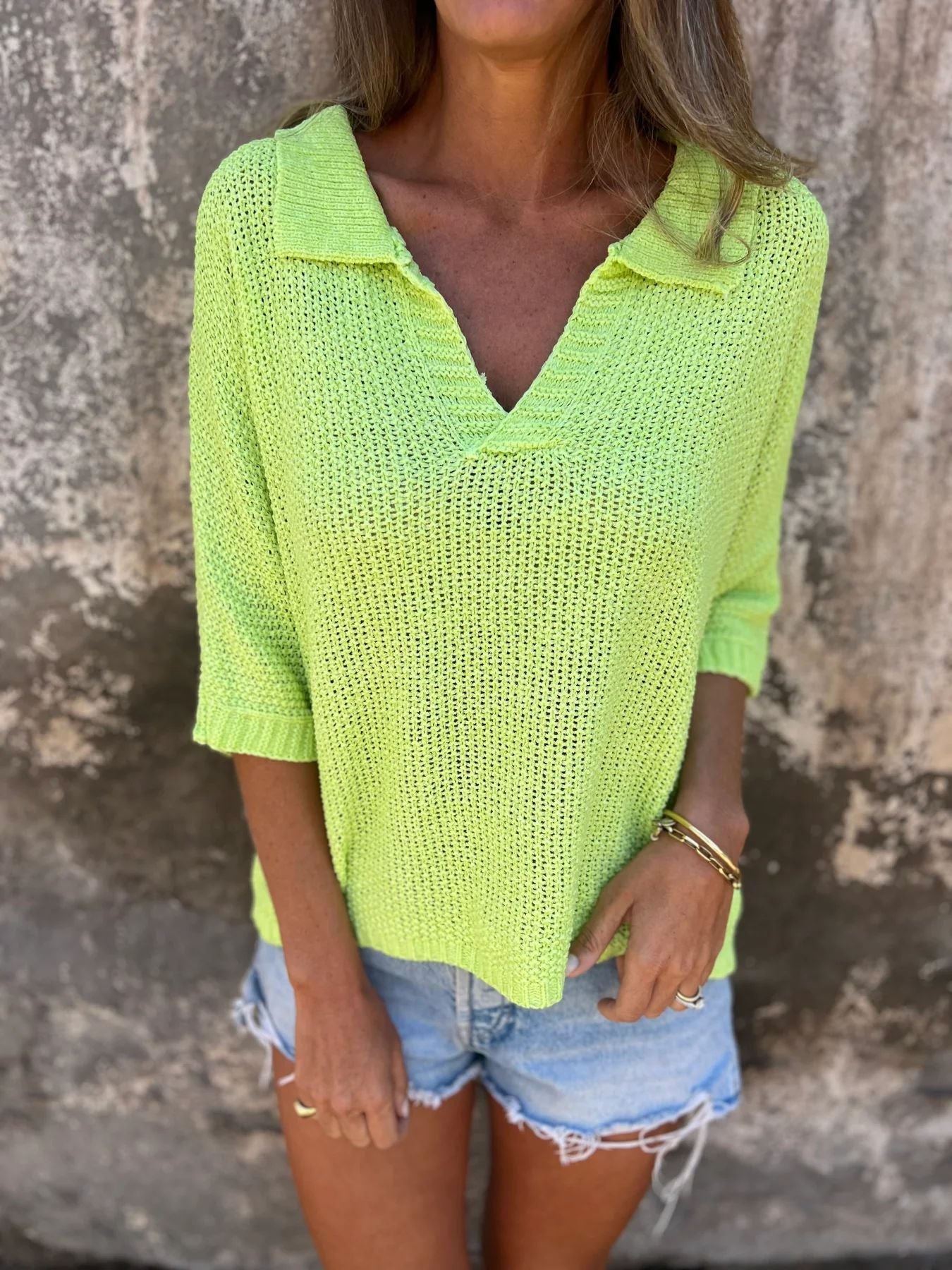 Elowena – Relaxed Knit Collared Pullover