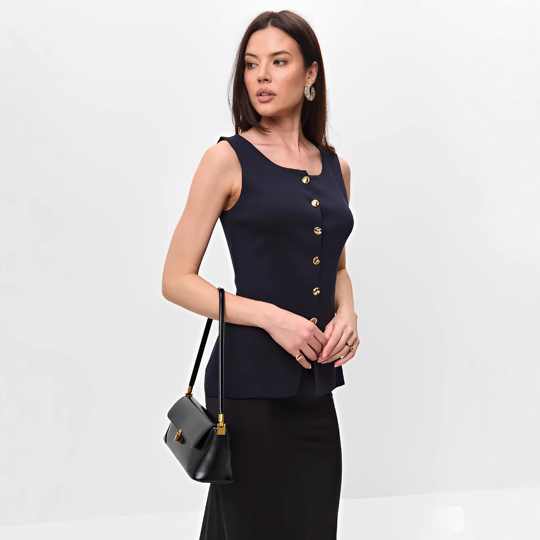Grier β Sleeveless Button-Down Peplum Top for a chic and trendy look