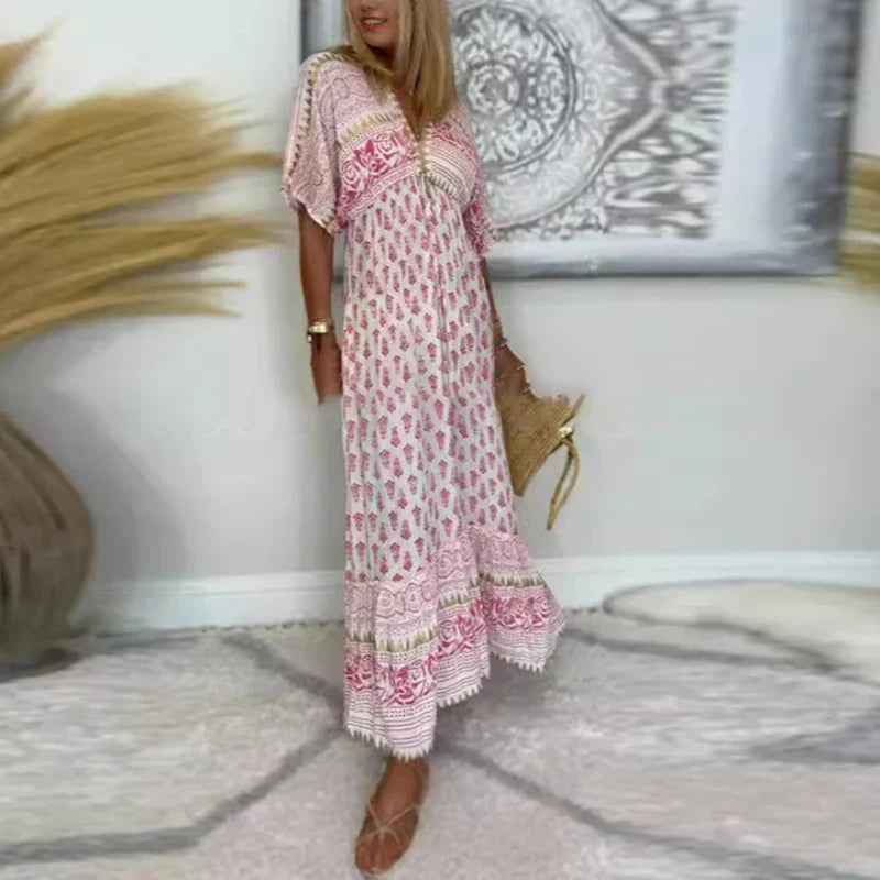 Mabel – Elegant long dress with bohemian pattern