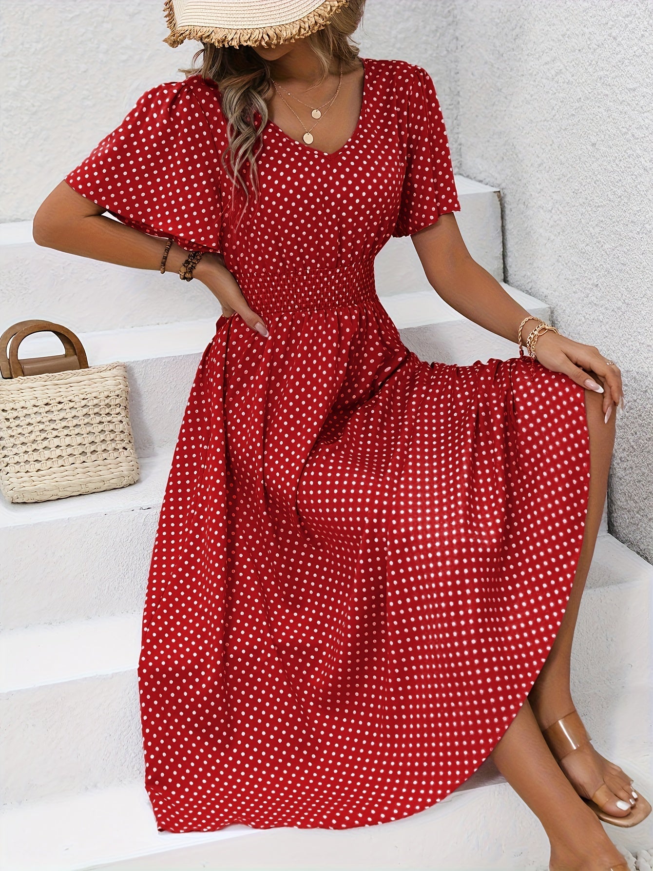 Nathalie β Polka Dot Midi Dress