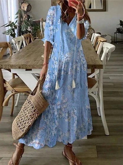 Bridie β Elegant Boho Midi Dress for a relaxed and warm style