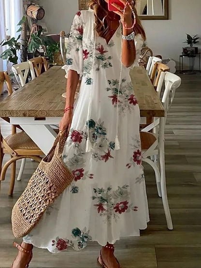 Bridie β Elegant Boho Midi Dress for a relaxed and warm style