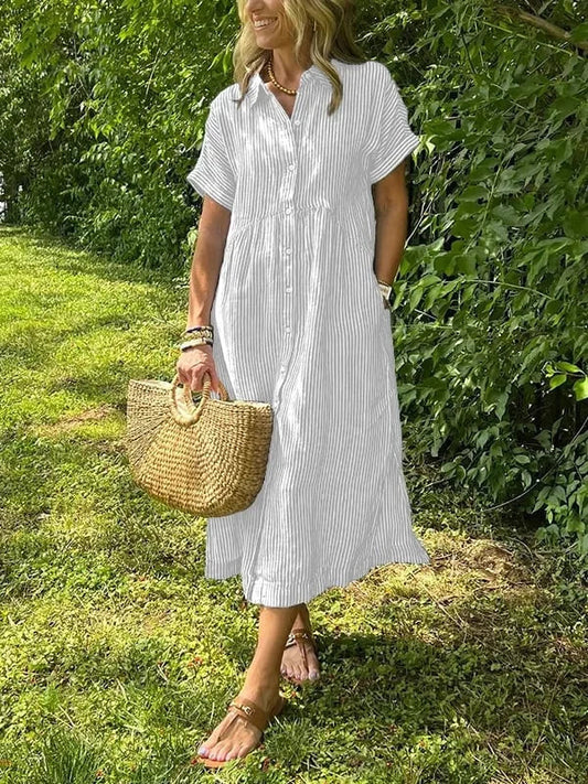 Brionya – Striped Button Midi Dress