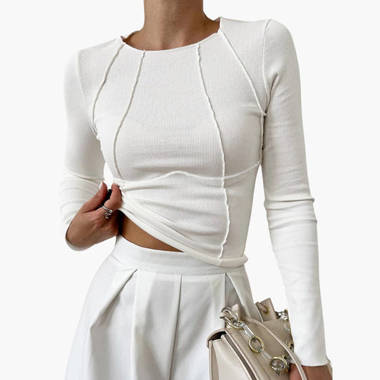 Xelara - Chic Sculpted Seam Long Sleeve Top for a Trendy Look