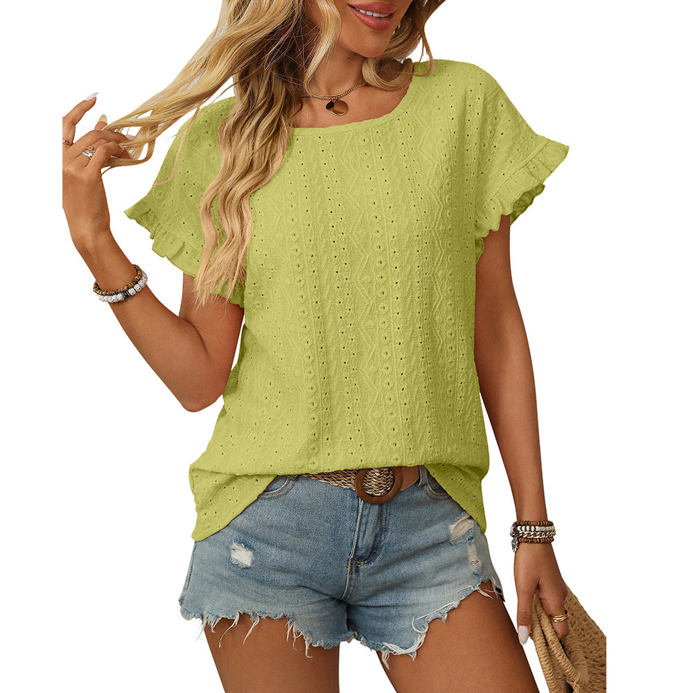 Briony – Embroidered Ruffle Sleeve Top