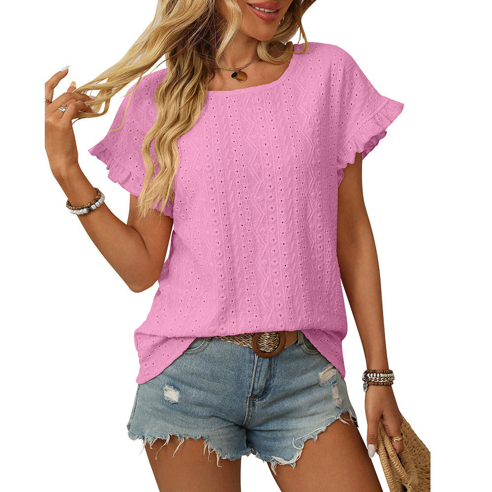 Briony – Embroidered Ruffle Sleeve Top