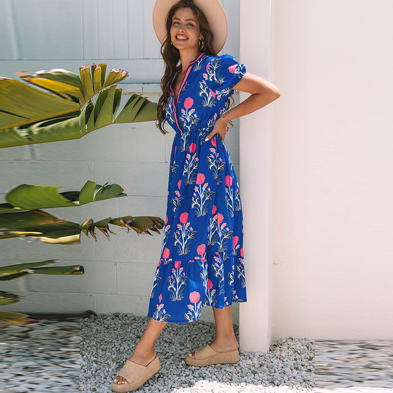 Xanthe – Elegant Floral Tiered Midi Dress for Effortless Style