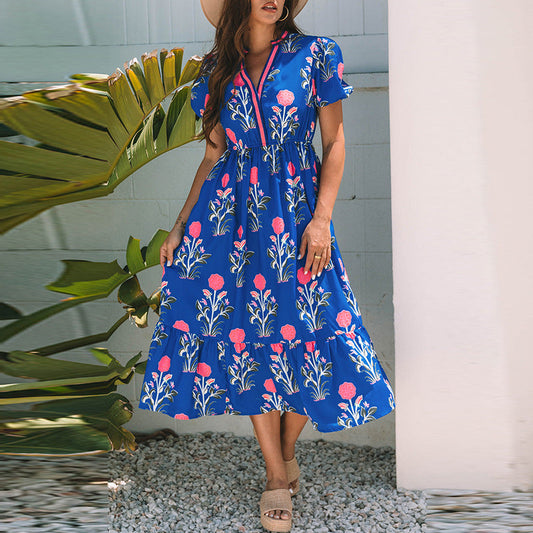 Xanthe – Elegant Floral Tiered Midi Dress for Effortless Style