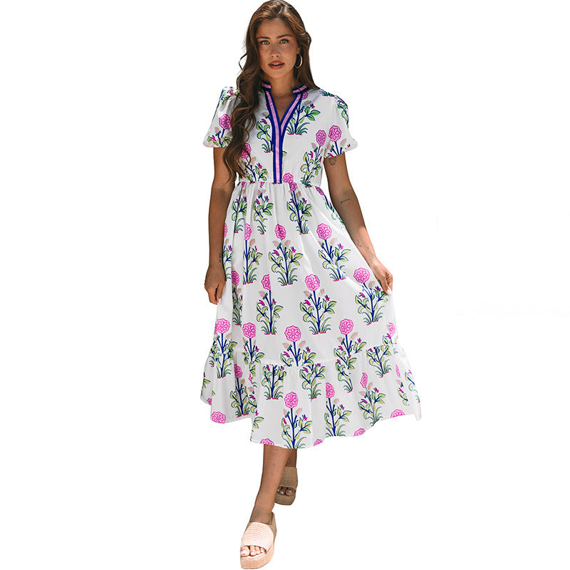 Xanthe – Elegant Floral Tiered Midi Dress for Effortless Style