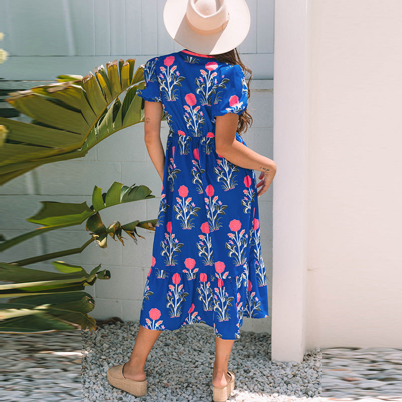 Xanthe – Elegant Floral Tiered Midi Dress for Effortless Style