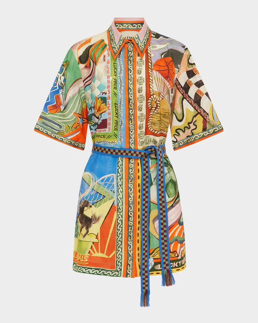Faylie – Stylish embroidered belted shirt dresses for an elegant look